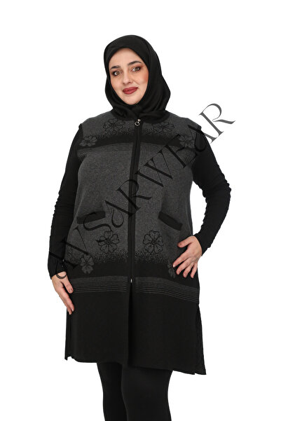 AVSARWEAR Plus Size Pocketed Rose Pattern Vest - Avsarwear