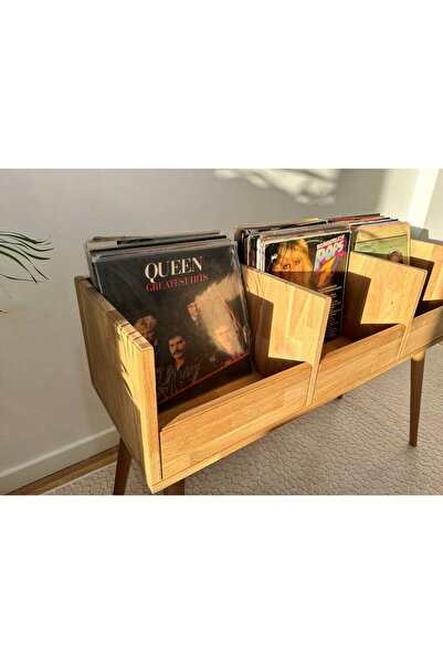 Master Hands Ahşap Plaklık, 35cm*110cm Plak Sehpası, Pikap Ve Plak Sehpası