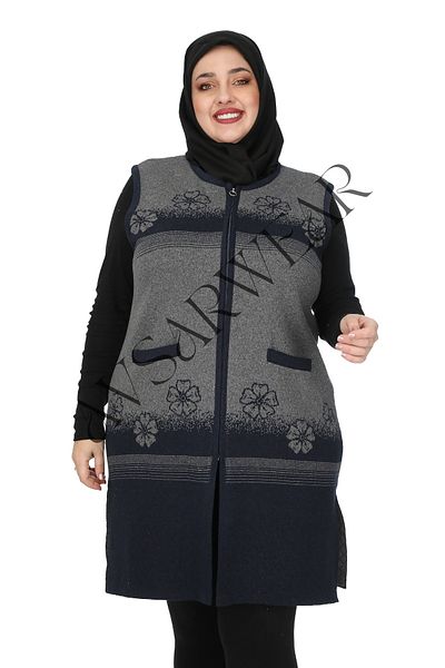 AVSARWEAR Plus Size Pocketed Rose Pattern Vest - Avsarwear