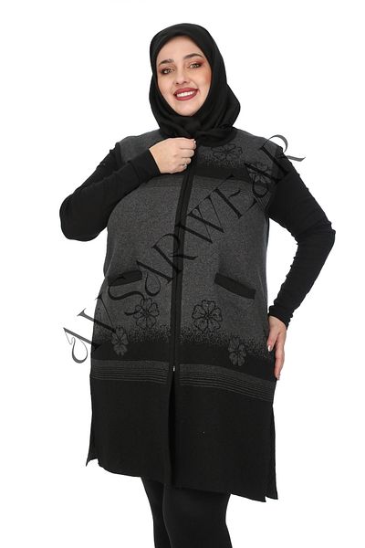 AVSARWEAR Plus Size Pocketed Rose Pattern Vest - Avsarwear