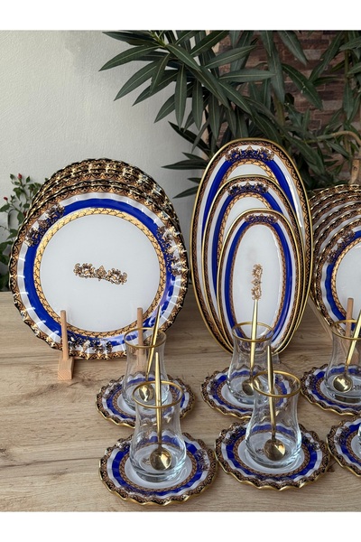 Hediye Köşkü 33parça Taç Serisi Pasta Servis ve Çay Seti