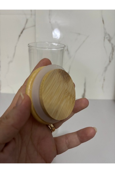 SEVEN7 2li Bambu Altlıklı Kapaklı Silindir Erzak Kavanozu Cam 550ml