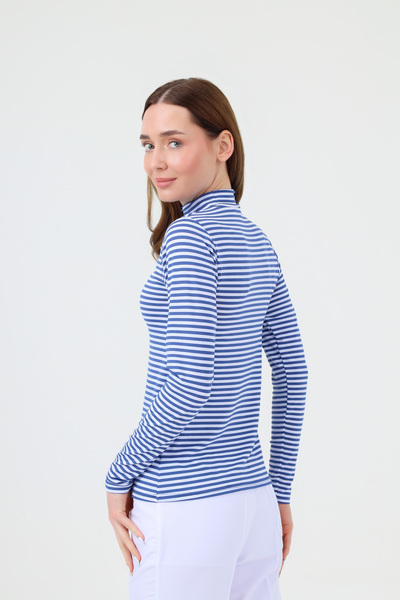 Viridi Medical Fashion Turtleneck Striped Body Indigo White