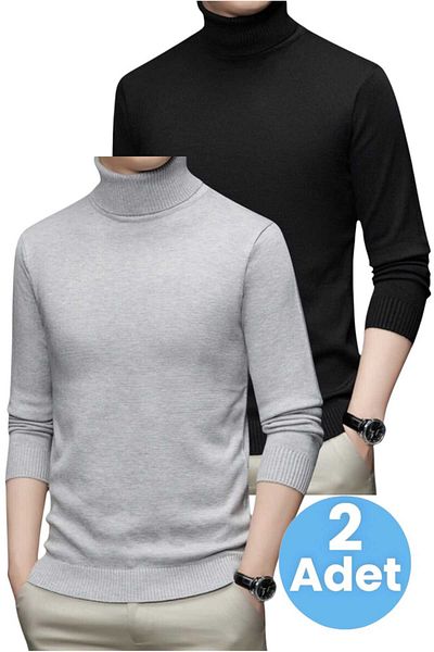 Uniquetrenders Pachet de 2 tricotaje pentru bărbați, care nu se îngroașă, pulover, tricotaje de pescar