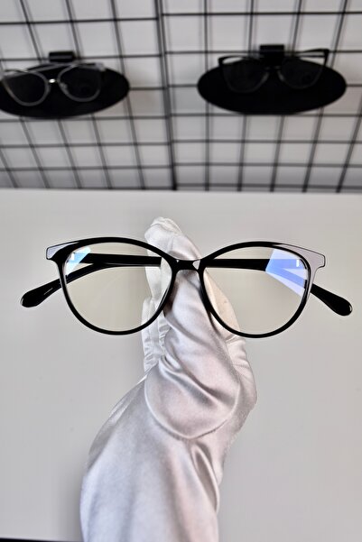 LOOKUP NEW London Black Tr90 - Clear Cat Eye Oval Bone, Unisex Blue Screen Goggles