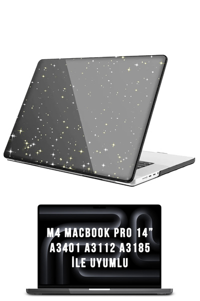 Nezih Case Macbook Pro 14 Inç M4 A3401 A3112 A3185 Uyumlu Koruyucu Simli Parl...