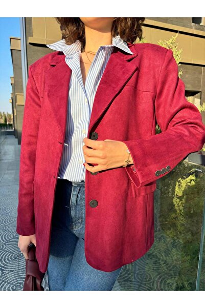 Butik Kemik Düğme Detaylı Nubuk Ceket