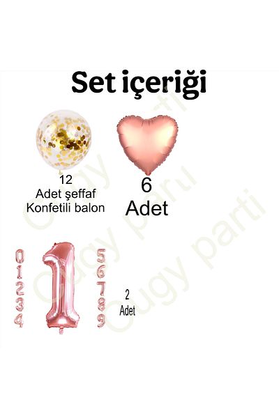 CUGY 30 Years Old Adult Rose Gold Heart Detail Birthday Special Day Party Celebration Set