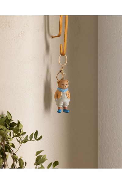 Madame Coco Paddington Bear Keychain - Salmon/Blue