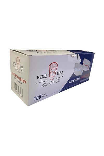 BEKİZ AŞÇI KEPLERİ Blue Striped Paper Cafeteria Cook Cap - 50 Pcs