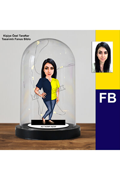 MK Kişiye Özel Sarı Lacivert Kadın Taraftar Karikatür Işıklı Fanus, 1907