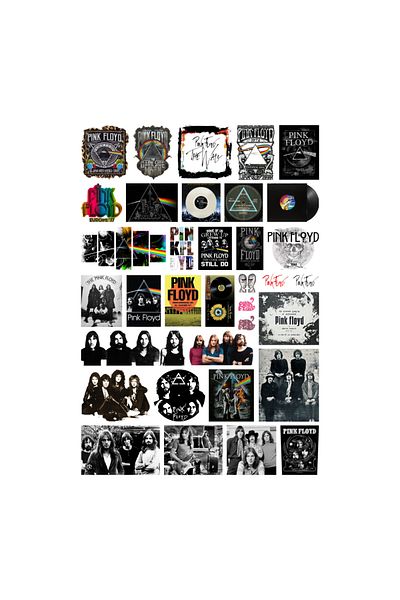 Ororabutik Σετ αυτοκόλλητων 35 τμχ Rock Pink Floyd - Σετ αυτοκόλλητων Scrapbook Bullet Journal