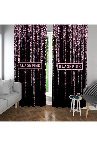 hediyechy Gift Duvet Cover Black Pink 3D Printed Two Backdrop Curtains