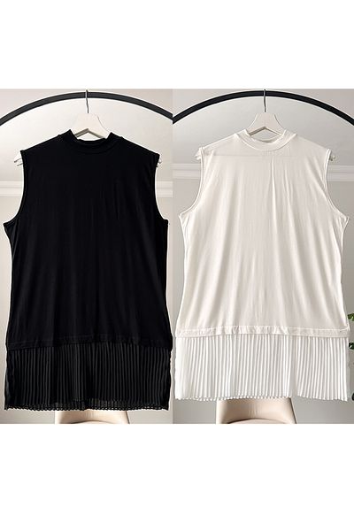 MODAQU Black-White Sleeveless Double Pleated Underwear