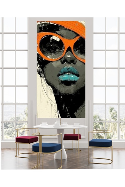 KanvasSepeti Ochelari africani de culoare neagră portocalie, pictură în ulei,...