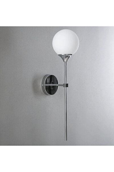 burenze Modern Tasarım Beyaz Glop Camlı Aplik Elektrikle Çalışır 1 Adet Krom Gümüş Gövde
