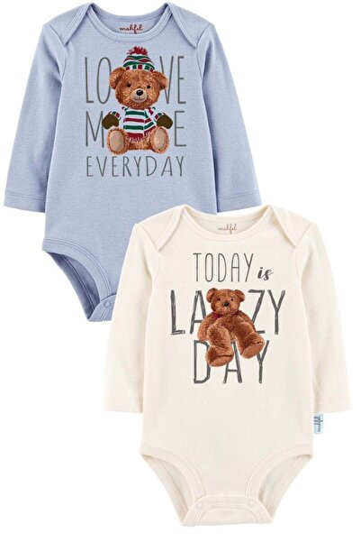 MAHFEL 2-Piece 100% Cotton Organic Printed Snap Fastener Baby Bodysuit