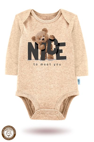 MAHFEL 3-Piece Organic Printed and Patterned Long Sleeve Baby Bodysuit