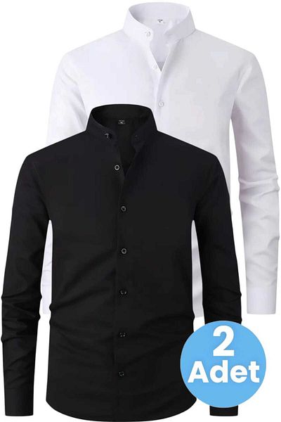 Uniquetrenders Мъжка риза Four Seasons с яка Judge, комплект от 2 бр., с прилепнала кройка, дишаща и лесна за гладене