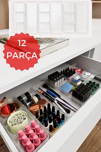 DOVİHOME Комплект органайзери за грим и бижута с 12 чекмеджета