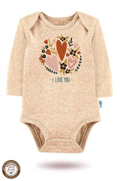 MAHFEL Organic Sleeveless Printed Baby Body with Snap Fasteners