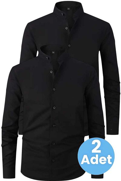 Uniquetrenders Мъжка риза Four Seasons с яка Judge, комплект от 2 бр., с прилепнала кройка, дишаща и лесна за гладене