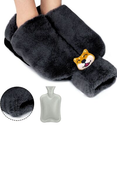 Nurnivus Peluş Kılıflı Kedi Emojili Ayak El Isıtıcı Sıcak Su Torbası 2 Lt Cepli El Ayak Geçmeli Isıtıcı