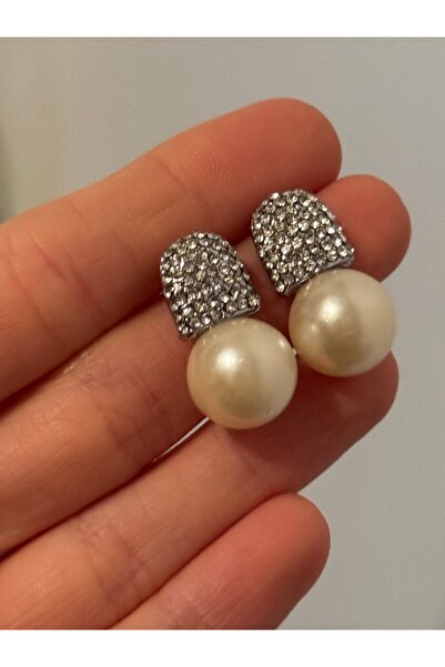 MioArt Kadın Zirkon Taşlı İnci Detaylı Şık Küpe