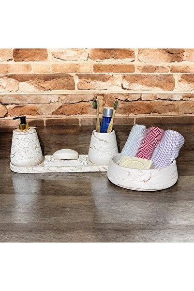 Chiko Mall Αισθητικά εμφανιζόμενο σετ μπάνιου με μαρμάρινο σχέδιο -5 τεμάχια