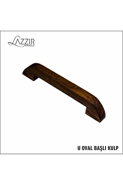 lazzir handle Ahşap U Oval Başlı(96MM) -dolap Kulpu Çekmece Kulpu 96 Mm(Ceviz...