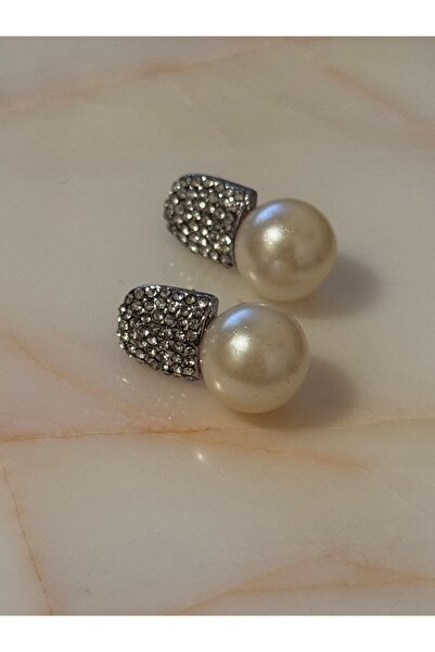 MioArt Kadın Zirkon Taşlı İnci Detaylı Şık Küpe