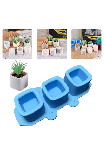 Getshopmini Epoksi Kare Ortası Boş Beton Saksı Dekoratif Mumluk Taş Tozu Kalı...