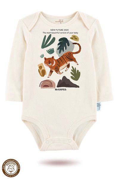 MAHFEL 2-Piece 100% Cotton Organic Printed Snap Fastener Baby Bodysuit