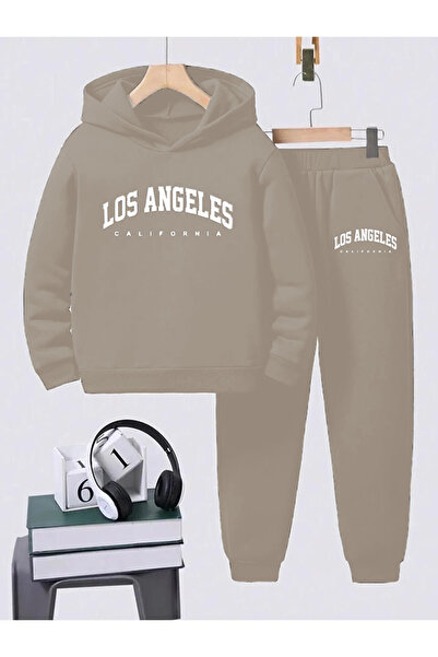 REMESA Σετ φόρμας με στάμπα Los Angeles με μαύρη κουκούλα Unisex