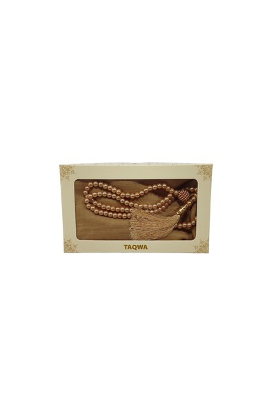 sin@rasta Mevlit Hediyesi Flamlı Yazma Set Hediyelik Eşarp 100x100cm Dağıtmalık-İnci 99 Tesbih Hediyeli-GOLD