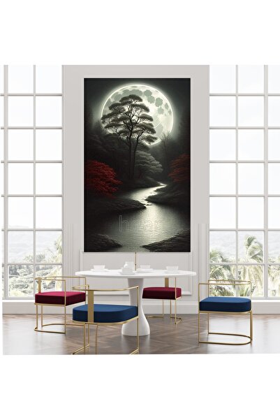 KanvasSepeti Apusul soarelui, peisaj, râu, lac, pictură în ulei, texturată, d...