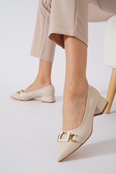 Moda Pie Westre bež ženske Baletanke - Sa kopčom i detalj umetka