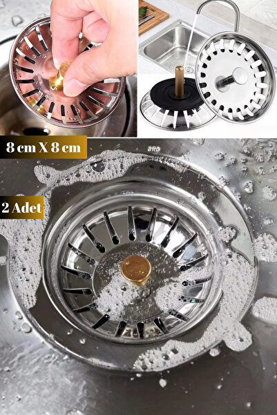Hane Dostu 2 Adet 8 CM Paslanmaz Çelik Tıkanıklık Önleyici Güçlü Filtreli Lav...