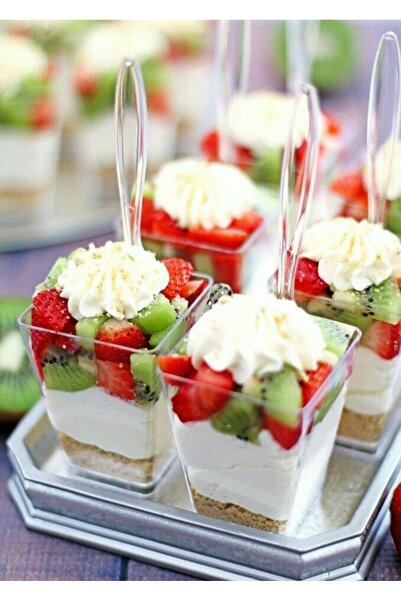 OPTİMEX Kübik Prizma Mika Plastik Şeffaf Kapaksız Sunum Kabı 120 Cc 25 Adet T...