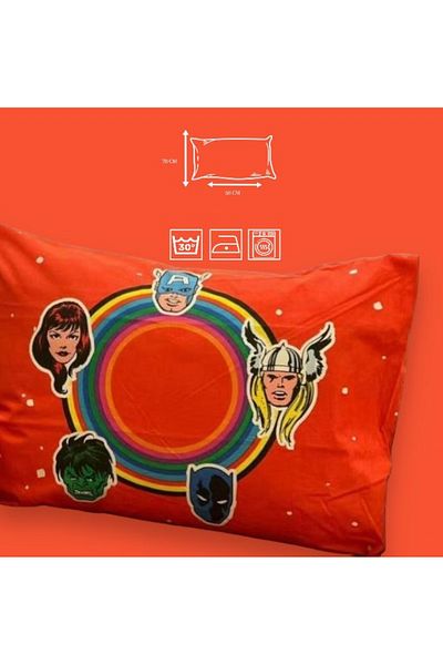 Zorluteks Super Heroes 100% Cotton Fabric 1 Piece Pillow Case 50X70 cm