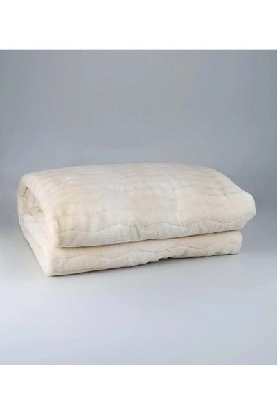 Mandaş Merinos Dream Home Ecru Soft Double Blanket Set (220X240)