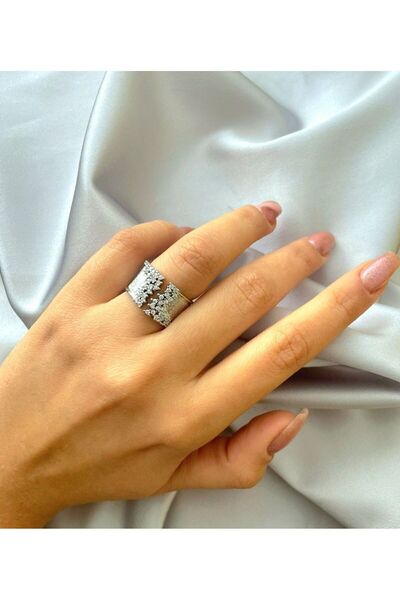 reyselstyle Zirkon Taşlı Gümüş Kaplama Çelik Yüzük(DOĞRU ÖLÇÜ IÇİN MESAJ ATIN)
