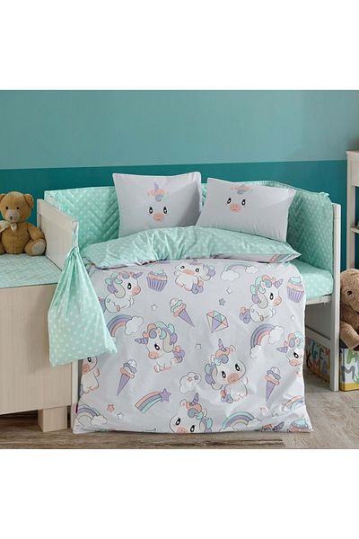 Hobby Natural Poplin Cotton Baby Duvet Cover Set - Gray, 100%