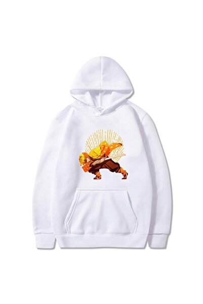 GALASHOP تي شيرت بغطاء للرأس مطبوع عليه Demon Slayer Agatsuma Zenitsu