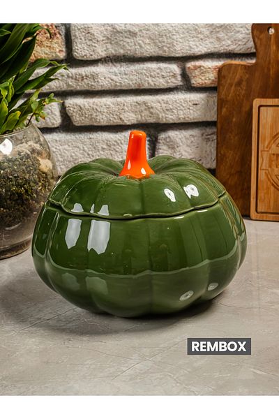 Rembox Decorative Large Size Pumpkin Storage Container - Spice Rack Sugar Bowl Object