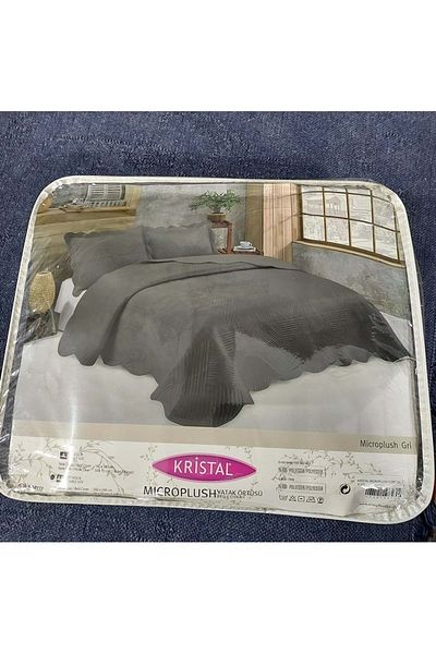 Kristal Microplush Double Bedspread (260X240)-Gray