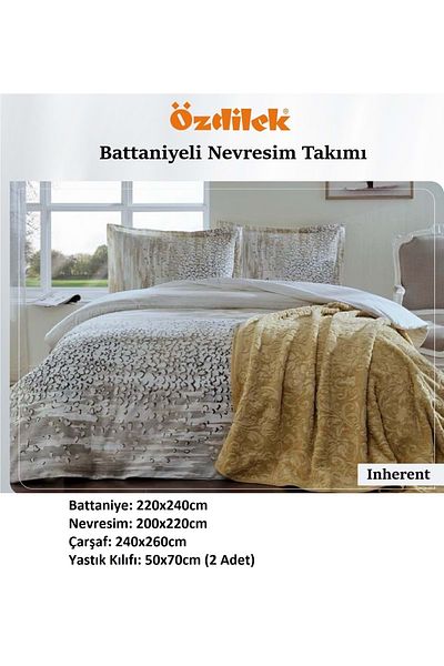 Özdilek Özdilek Trendy Κουβέρτα Διπλό Σετ Παπλωματοθήκη-Inheret Cream