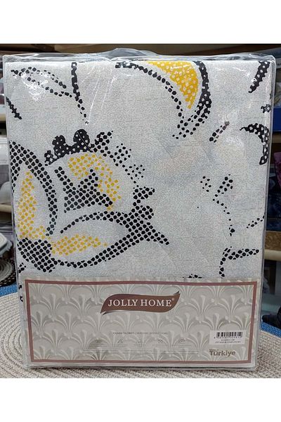 JOLLY HOME Σετ Παπλωματοθήκη 4 Εποχών Διπλό Καπιτονέ-Κίτρινο Γκρι Magnolia