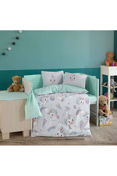 Hobby Natural Poplin Cotton Baby Duvet Cover Set - Gray, 100%