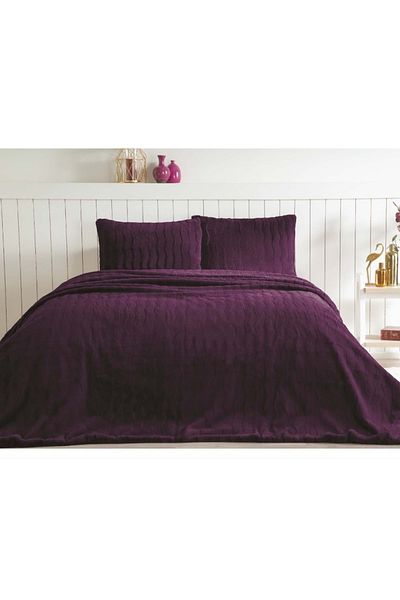 Özdilek Carmen Özdilek - Double Fur Plush Bedspread (230X250)-Purple